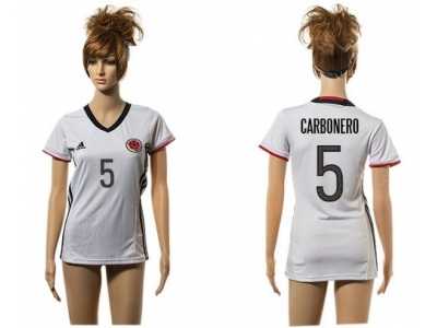 Women's Colombia #5 Carbonero Away Soccer Country Jersey