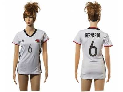Women's Colombia #6 Bernardo Away Soccer Country Jersey