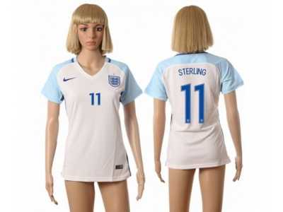 Women's England #11 Sterling Home Soccer Country Jersey