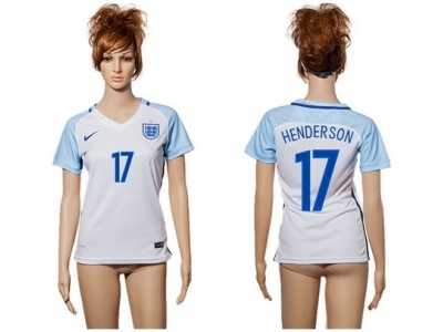 Women's England #17 Henderson Home Soccer Country Jersey