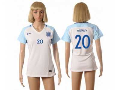 Women's England #20 Barkley Home Soccer Country Jersey