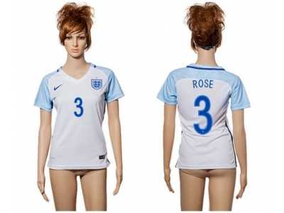 Women's England #3 Rose Home Soccer Country Jersey
