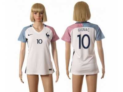 Women's France #10 Gignac Away Away Soccer Country Jersey