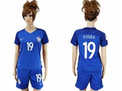 Women's France #19 Pogba Home Soccer Country Jersey