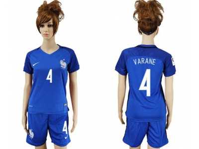 Women's France #4 Varane Home Soccer Country Jersey