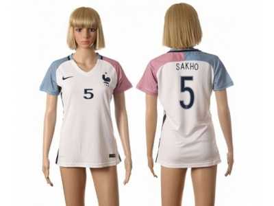 Women's France #5 Sakho Away Away Soccer Country Jersey