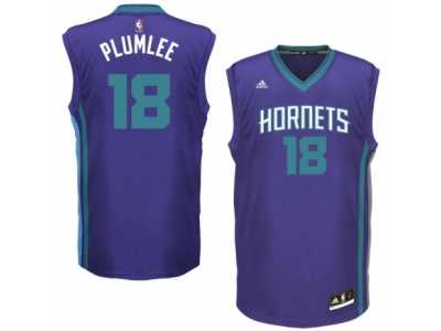 Men\'s Adidas Charlotte Hornets #18 Miles Plumlee Authentic Purple Alternate NBA Jersey