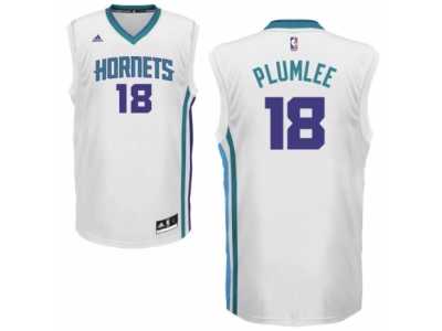 Men\'s Adidas Charlotte Hornets #18 Miles Plumlee Authentic White Home NBA Jersey