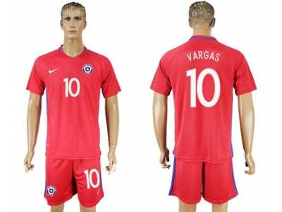 Chile #10 Vargas Home Soccer Country Jersey