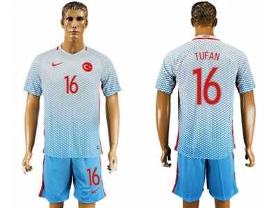 Turkey #16 Tufan Away Soccer Country Jersey