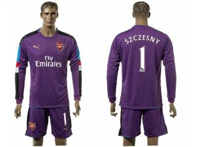 Arsenal #1 Szczesny Purple Goalkeeper Long Sleeves Soccer Club Jersey
