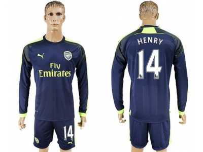 Arsenal #14 Henry Sec Away Long Sleeves Soccer Club Jersey