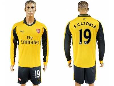 Arsenal #19 S.Cazorla Away Long Sleeves Soccer Club Jersey