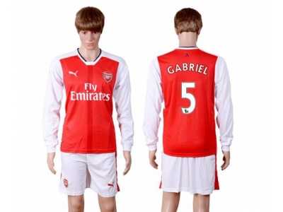 Arsenal #5 Gabriel Red Home Long Sleeves Soccer Club Jersey