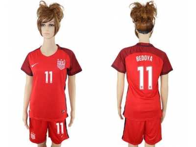Women\'s USA #11 Bedoya Away Soccer Country Jersey