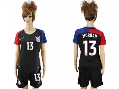 Women's USA #13 Morgan Away Soccer Country Jerseys