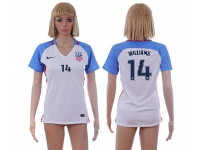 Women's USA #14 Williams Home Soccer Country Jersey