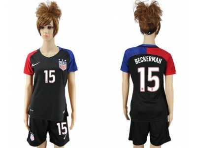 Women's USA #15 Beckerman Away Soccer Country Jerseys