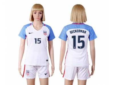 Women's USA #15 Beckerman Home Soccer Country Jersey