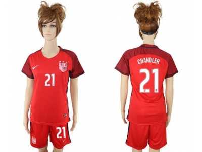 Women's USA #21 Chandler Away Soccer Country Jersey