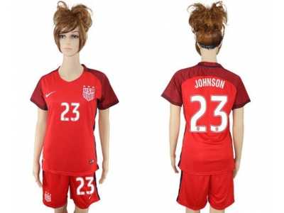 Women\'s USA #23 Johnson Away Soccer Country Jersey