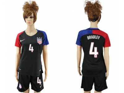 Women's USA #4 Bradley Away Soccer Country Jerseys