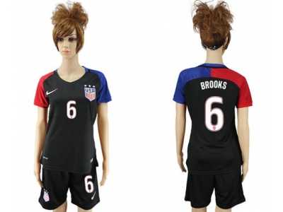 Women's USA #6 Brooks Away Soccer Country Jerseys