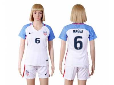 Women's USA #6 Nagbe Home Soccer Country Jersey