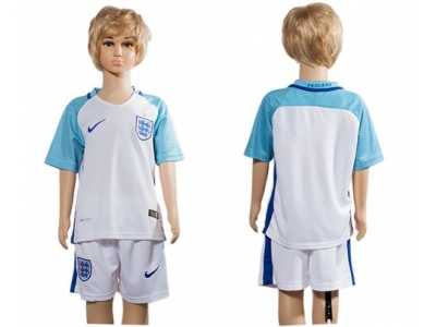 England Blank Home Kid Soccer Country Jersey