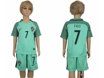Portugal #7 Figo Away Kid Soccer Country Jersey