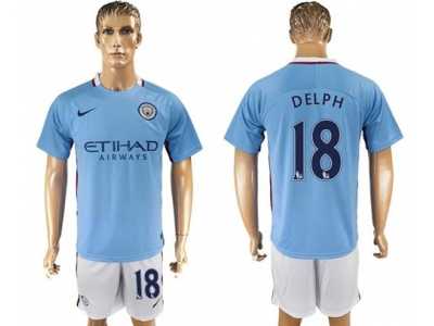 Manchester City #18 Delph Home Soccer Club Jersey
