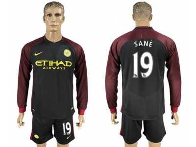 Manchester City #19 Sane Away Long Sleeves Soccer Club Jersey