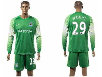Manchester City #29 Wright Green Goalkeeper Long Sleeves Soccer Club Jersey