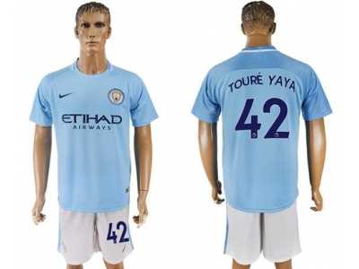Manchester City #42 Toure Yaya Home Soccer Club Jersey