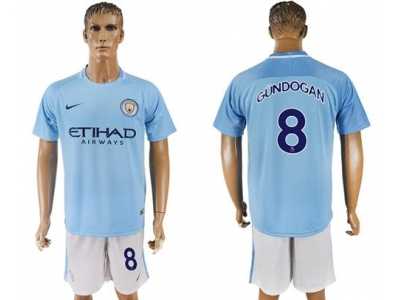 Manchester City #8 Gundogan Home Soccer Club Jerse