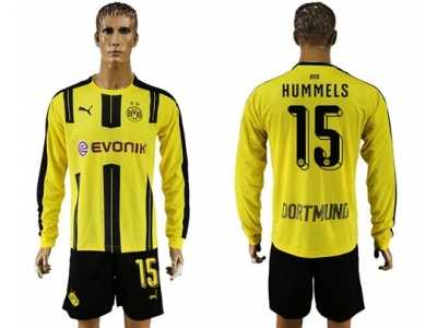 Dortmund #15 Hummels Home Long Sleeves Soccer Club Jersey