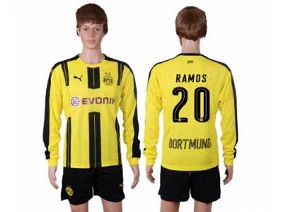 Dortmund #20 Ramos Home Long Sleeves Soccer Club Jersey