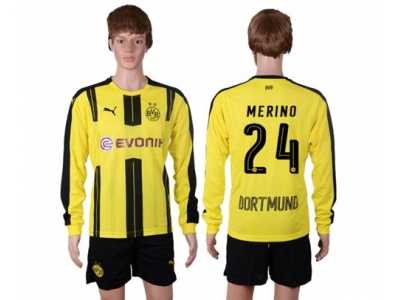 Dortmund #24 Merino Home Long Sleeves Soccer Club Jersey