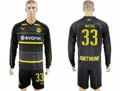 Dortmund #33 Weigl Away Long Sleeves Soccer Club Jersey