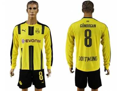 Dortmund #8 Gundogan Home Long Sleeves Soccer Club Jersey
