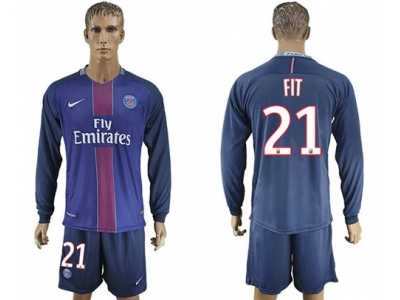 Paris Saint-Germain #21 Fit Home Long Sleeves Soccer Club Jersey
