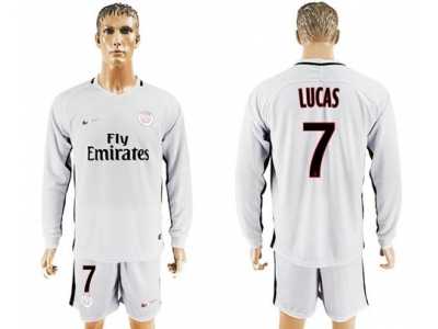 Paris Saint-Germain #7 Lucas Sec Away Long Sleeves Soccer Club Jersey