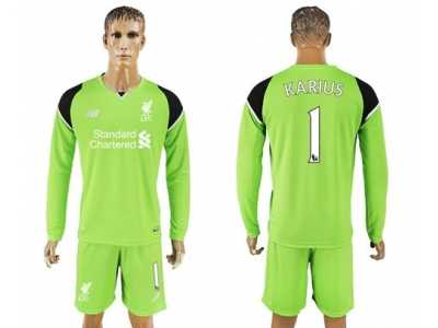 Liverpool #1 Karius Green Goalkeeper Long Sleeves Soccer Club Jersey