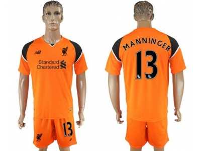 Liverpool #13 Manninger Orange Goalkeeper Soccer Club Jersey
