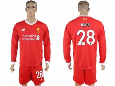 Liverpool #28 INGS Home Long Sleeves Soccer Club Jersey