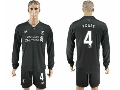 Liverpool #4 Toure Away Long Sleeves Soccer Club Jersey
