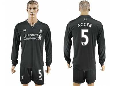 Liverpool #5 Agger Away Long Sleeves Soccer Club Jersey