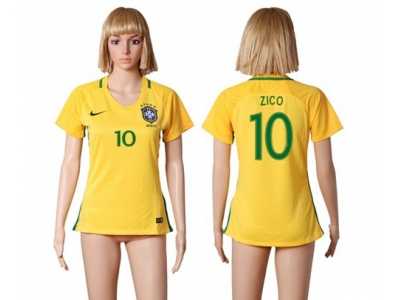 Women's Brazil #10 Zico Home Soccer Country Jersey