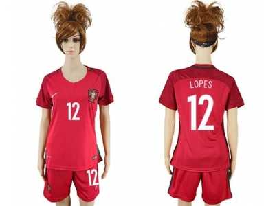 Women's Portugal #12 Lopes Home Soccer Country Jersey