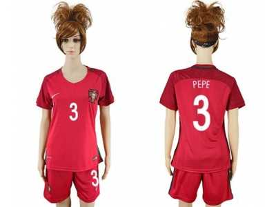 Women's Portugal #3 Pepe Home Soccer Country Jersey